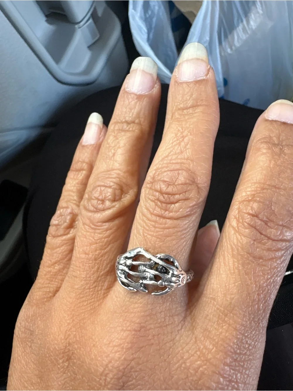 Organic Sculptural Openwork Ring in Silver Tone